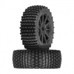 Pre-Mounted Gladiator M2 Compound Medium All Terrain Rubber Tires 2 pcs w/ Mach10 17mm Black Rim For 1/8 RC Buggy