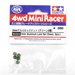 Mini 4WD Aluminum 2mm Lock Nut 5 pcs Green