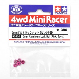 Mini 4WD Aluminum 2mm Lock Nut 5 pcs Pink