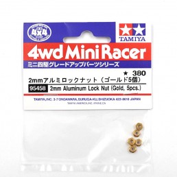 Mini 4WD Aluminum 2mm Lock Nut 5 pcs Gold