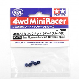 Mini 4WD Aluminum 2mm Lock Nut 5 pcs Dark Blue